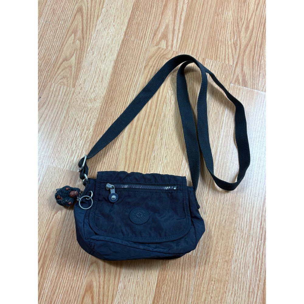 Kipling Navy Blue Crinkle Nylon Mini Crossbody Bag with Keychain DON
